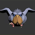 3D Low Poly Fantasy Creature Character With Gray Ears Bird Like Beak And Blue Eyes