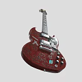 Vintage Red Electric Guitar with Hand Painted Art Supplies Signatures and Stickers