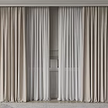 Modern Minimalist Curtains With Good Drape Two Layers Outer Beige Thick And Inner White Sheer 3d model