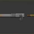 Silver Metal Weapon Barrel With Shiny Surface And Gold Tip Design 3d model