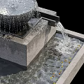 Garden Ornament Stone Fountain With Square Base Cascading Water And Circular Top Design