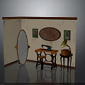 Vintage Room Corner Featuring Old Sewing Machine And Gramophone With Decorative Mirrors
