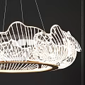 Modern White Chandelier With Petal Wave Hollow Design Hanging Light Shining Through