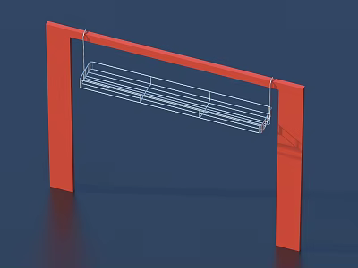 Practical Red Frame Metal Wire Basket Storage Rack for Home Organization 3d model