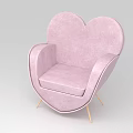 Pink Heart Shaped Single Sofa With Soft Velvet Upholstery And Golden Legs