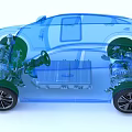 Transparent Electric Car Technical Structure With Battery Engine And Suspension System