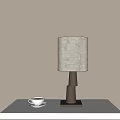 Sleek Modern Table Lamp With Dark Base Light Shade And White Cup On Table 3d model