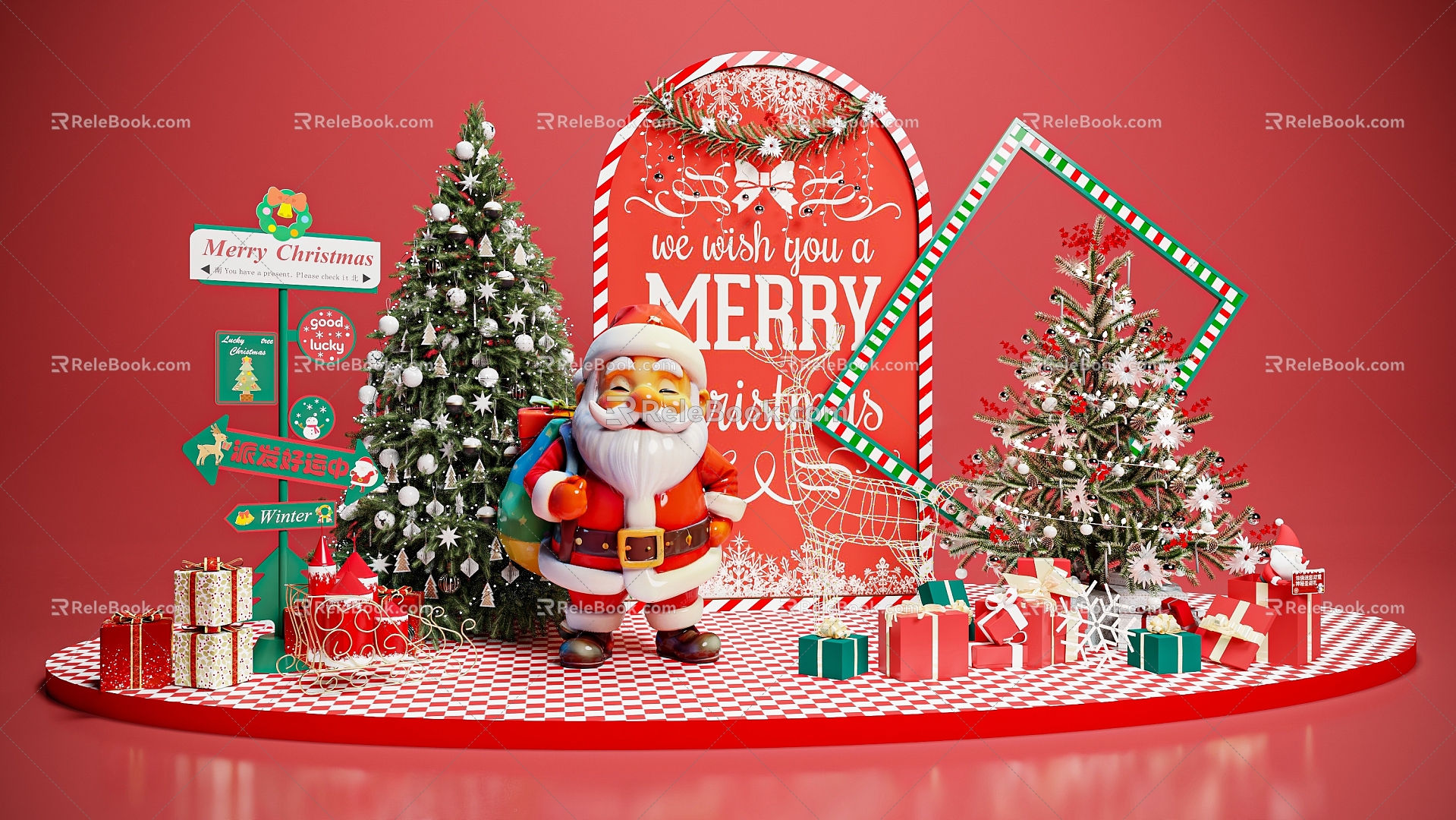 Modern Beauty Chen Christmas Beauty Chen Santa Claus Christmas Tree Shopping Mall Beauty Chen Holiday Beauty Chen 3d model