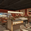 Stylish Warm Red Themed Chinese Beef Restaurant With Cozy Dining Booths In Shopping Mall