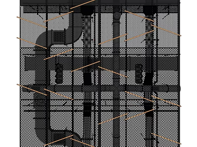 Industrial Structural Piping System With Grid Framework And Support Structures 3d model