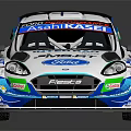 Ford Rally Racing Car With White Blue Green Livery And Abu Dhabi M Sport Logos