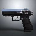 Modern Semi Automatic Pistol With Black Textured Grip And Silver Metallic Slide