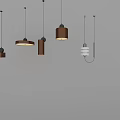 Modern Pendant Lights With Various Designs Wooden Cylindrical And White Circular Shapes 3d model