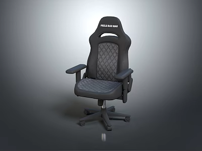 Racing Master Design Office Chair with Diamond Quilted Seat Backrest Armrests Five Star Base Casters 3d model