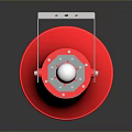 Red Modern Computer Speaker With White Top And Silver Stand Design