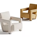 Modern Beige And Brown Armchairs With Minimalist Design And Comfortable Armrests