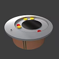 Tech Exhibition Hall Interactive Circular Display Console With Yellow Red Buttons 3d model