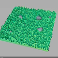 Lush Green Grass Square Patch With Small Stones On Dark Background 3d model