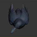 3D Rendered Blue And Brown Crow With Black Eyes Standing On Gray Background