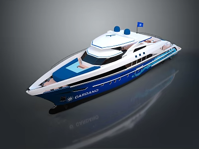 Modern Blue And White Yacht With Candino Branding 3d model Modern Blue And White Yacht With Candino Branding 3d model