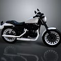 White and Black Cruiser Motorcycle with Leather Seat and Chrome Accents