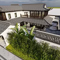 Chinese Traditional Detached Villa With Courtyard Wooden Structure And Overhanging Eaves