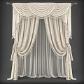 Beige Elegant Decorative Curtain With Tassels And Double Layer Patterned Design