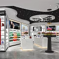 Modern Beauty Store Interior With Cosmetics Displays Shelves And Lighting Fixtures
