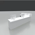 White L shaped Functional Desk With Drawers Cabinets And Computer Monitors 3d model