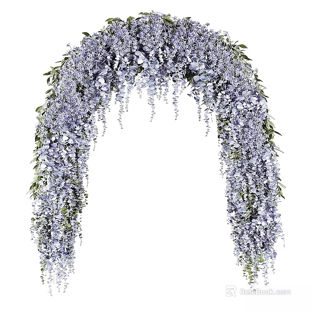 Purple Wisteria Arch With Hanging Flowers And Green Leaves For Romantic Decor 3d model 