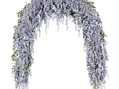 Purple Wisteria Arch With Hanging Flowers And Green Leaves For Romantic Decor 3d model