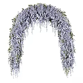 Purple Wisteria Arch With Hanging Flowers And Green Leaves For Romantic Decor