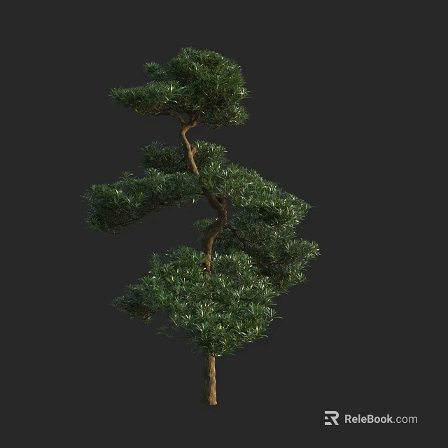 Lush Green Arbor With Curved Branches Unique Structure Isolated On Dark Background 3d model 