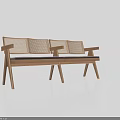 Modern Outdoor Chair With Wooden Frame Woven Backrest And Gray Padded Seats For Outdoor Use