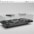 Modern Glass Coffee Table with Wavy Pattern Base and Books on Top 3d model