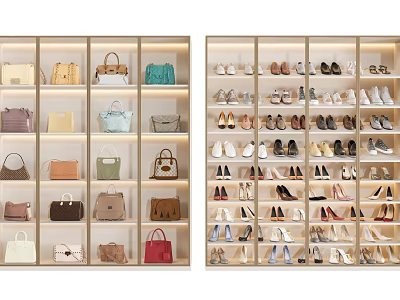 Modern Shoe Cabinet With Shelves For Organizing Shoes And Designer Bags 3d model