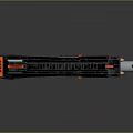 Futuristic Gun with Detailed Design Black Red Accents Textured Grip and Metallic Finish