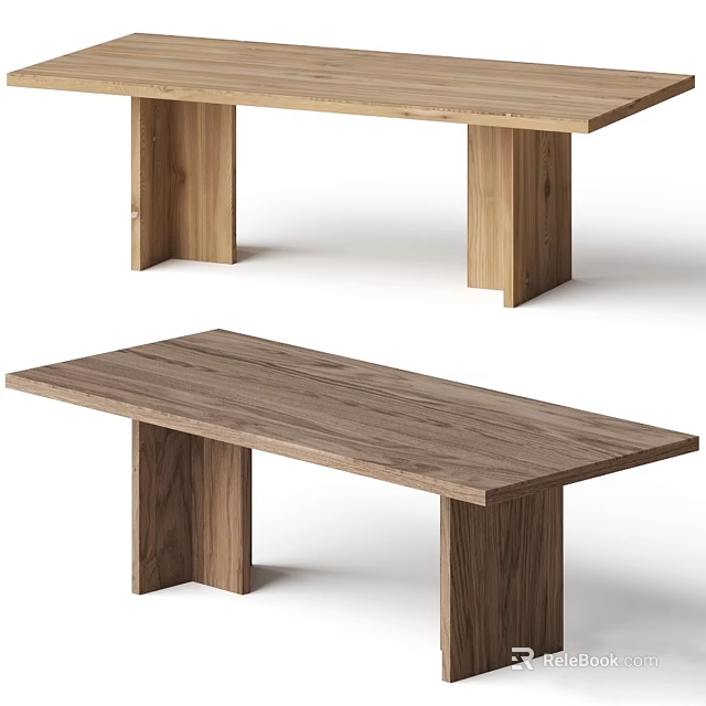 Functional Wooden Tables With Simple Design Straight Legs In Light Dark Wood Tones 3d model 