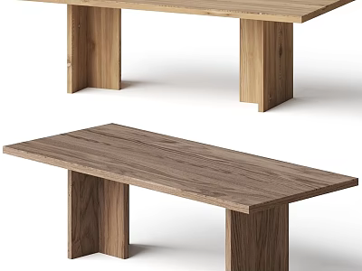 Functional Wooden Tables With Simple Design Straight Legs In Light Dark Wood Tones 3d model