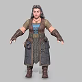 Detailed 3D Female Fantasy Character In Medieval Outfit With Leather Armor And Braided Hair