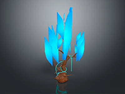 Artistic Decorative Plant with Blue Leaves Brown Trunk and Green Accent Features 3d model