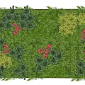Living Wall Design with Green Foliage Red Blooms and Lush Plants