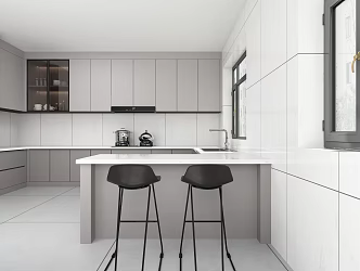 Modern kitchen cabinet on the second floor 3d model