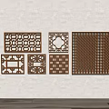 New Chinese Style Hollowed Window Grillwork Window Pane Wooden Grillwork Window Ancient Building Window Split Window Component 3d model
