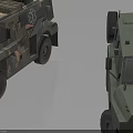 Silver And Green Military Armored Vehicles With Roof Equipment And Heavy Duty Wheels