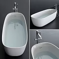 Modern White Bathtub With Chrome Faucet And Sleek Design In Bathroom
