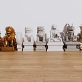 Stone Lion Sculptures in Different Materials for Decorative Display on Wooden Floor