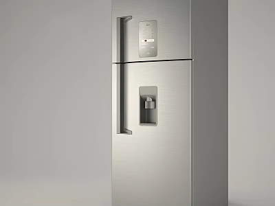Modern Silver Double Door Refrigerator Freezer With Stainless Steel Finish And Digital 3d model