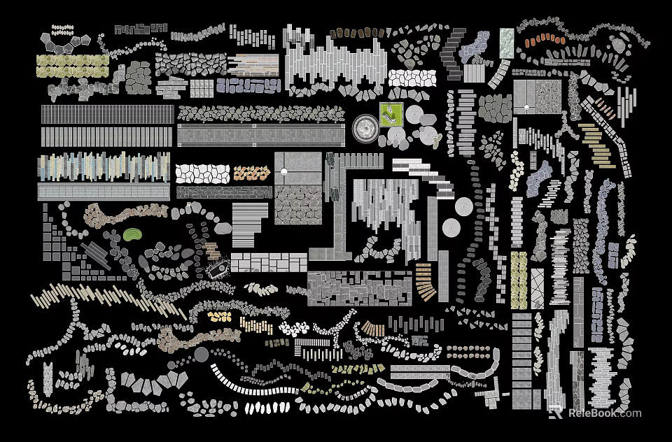 Garden Decorative Ornaments With Various Stones Steps And Design Elements 3d model