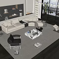 Modern sofa coffee table combination 3d model